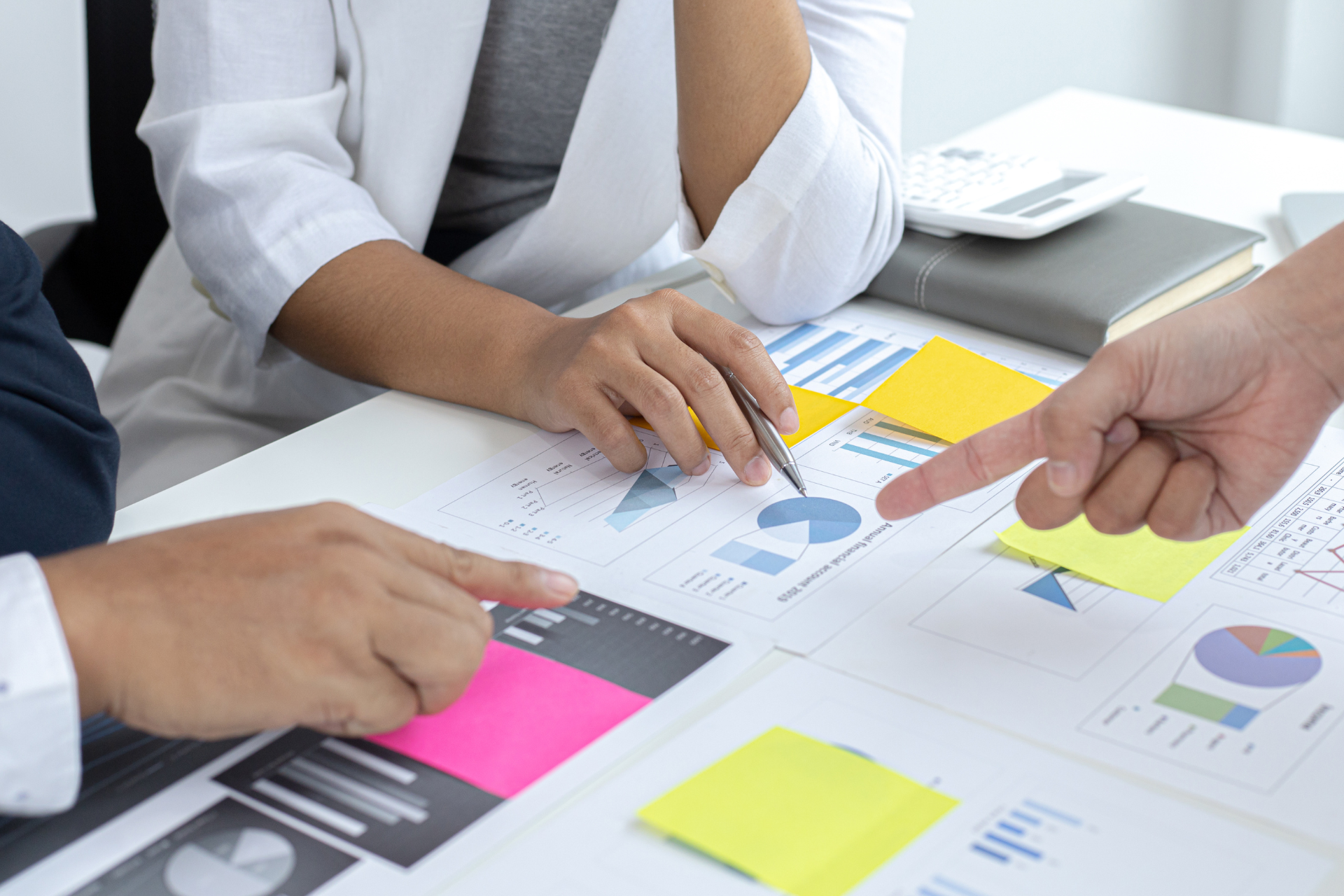 People analyzing market research data